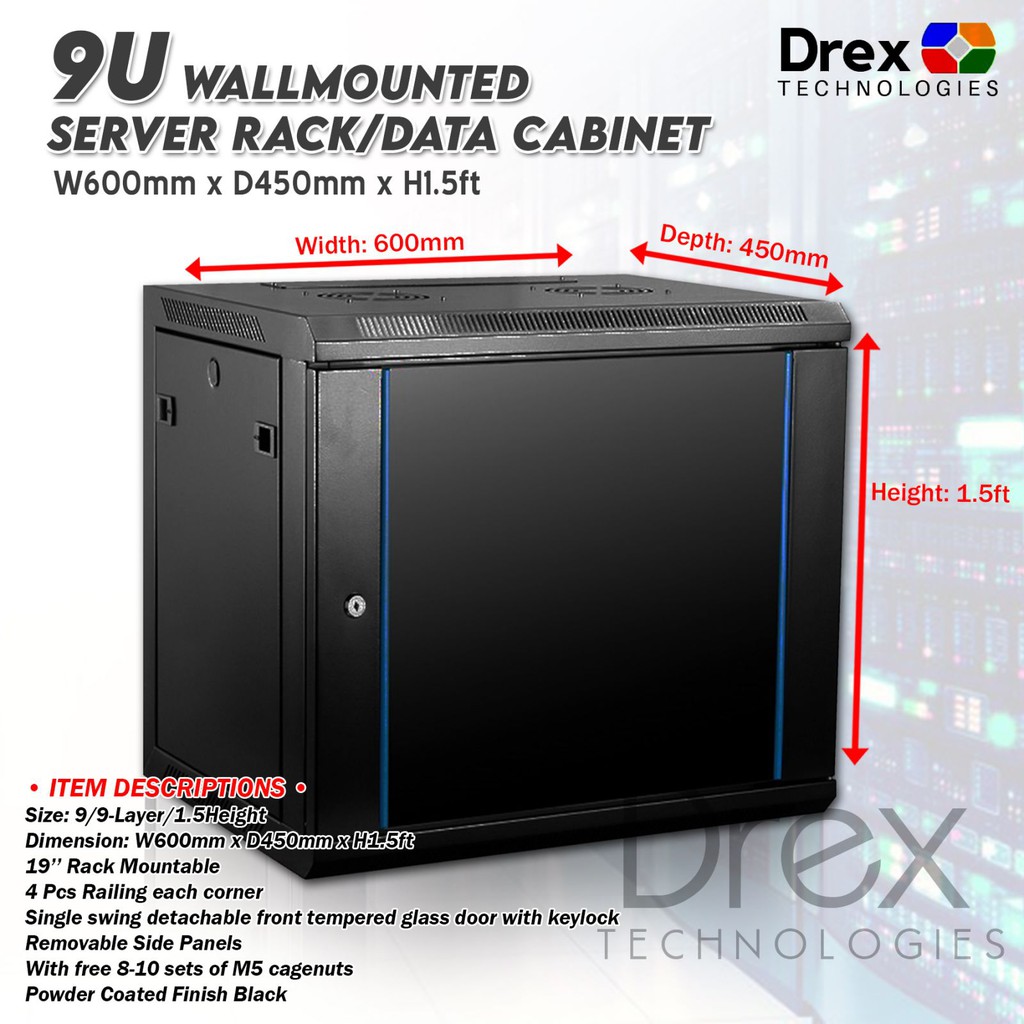 9u-9-layer-wallmounted-data-cabinet-server-rack-w-600-x-d-450mm-x-h-1