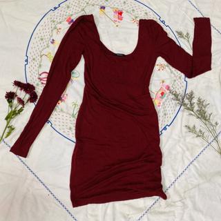 maroon backless dress