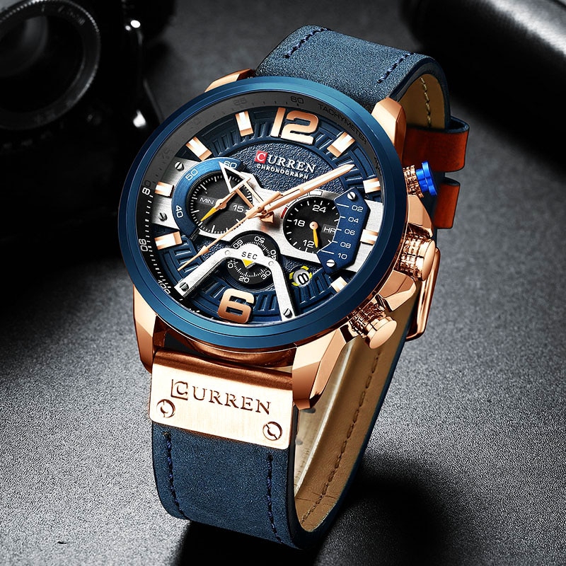 【Original Spot / COD】2020 New Curren 8329 CAINUOS 338 Casual Sports Watches Men's Leather Wrist Watch Man Clock Fashion Chronograph Wristwatch