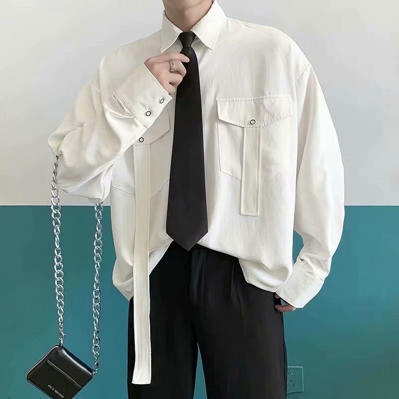 【M-2XL】Design sense uniform Korean chic casual shirt for men | Shopee ...