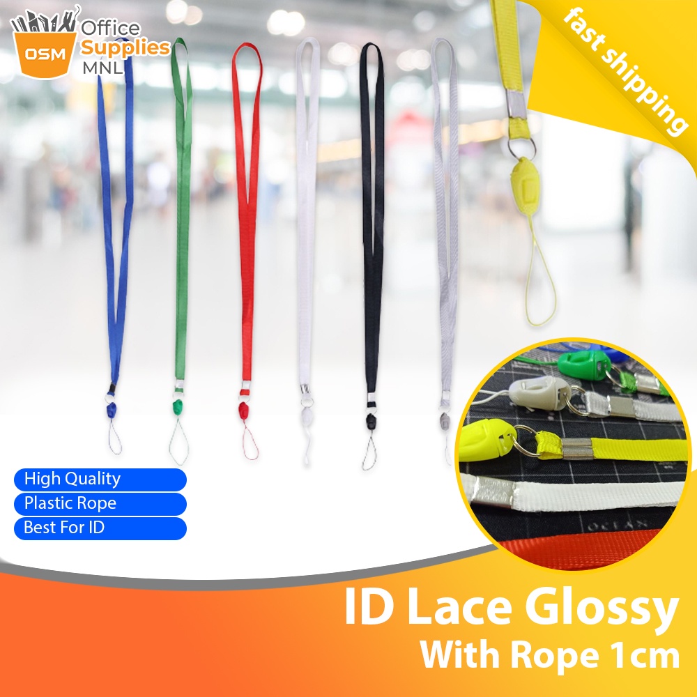 ID Lace Glossy with rope 1cm- ID Lanyard with rope holder ID Lace Plain ...