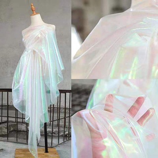 1.5*1m Symphony yarn fabric organza colorful dress stage costume mesh yarn laser gradient perspective designer fabric