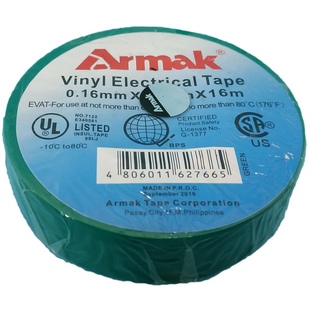 ORIGINAL ARMAK ELECTRICAL TAPE 3/4" X 0.16MM X 16 METERS ( GREEN