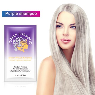 Glow Wish Keratin Purple Shampoo Purple Conditioner 20ml | Shopee ...