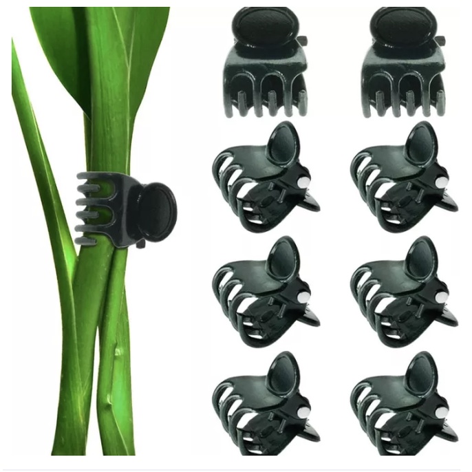20 PCS Gardening Dark Green Plant Clips 6-Claw Orchid Flowers Support Clamp Climbing Vine Stem Clasp