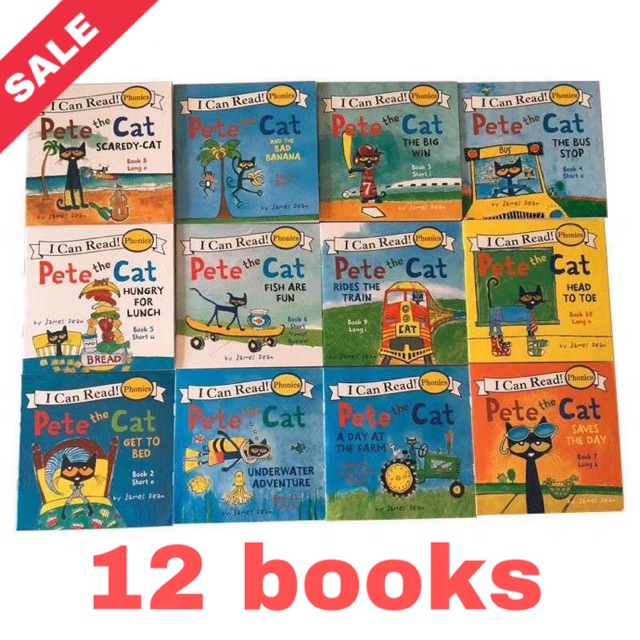 Pete the Cat set 12 MiniBooks Featuring Short and Long Vowel Sounds