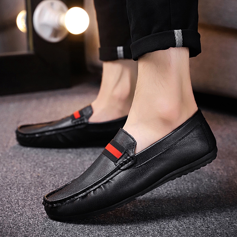 black leather casual shoes mens