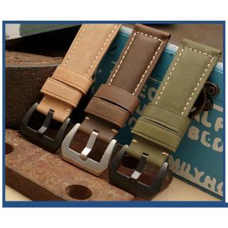 20mm 22mm 24mm 26mm Watch Band Vintage Calf Leather Band Strap Brushed Steel Buckle for Panerai Radi #3