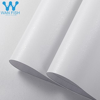 WANFISH Plain White Wallpaper Self-Adhesive Waterproof 10Mx45CM Self-Adhesive Wall Sticker PVC