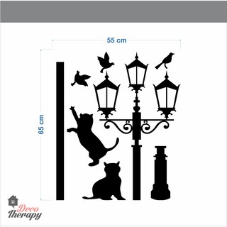 Cat Lamp Post Wall Sticker #4