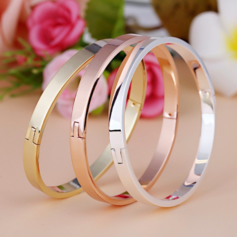 Luxury Cuff Bracelets Bangles Top Rose Gold Silver Color Brand Couples