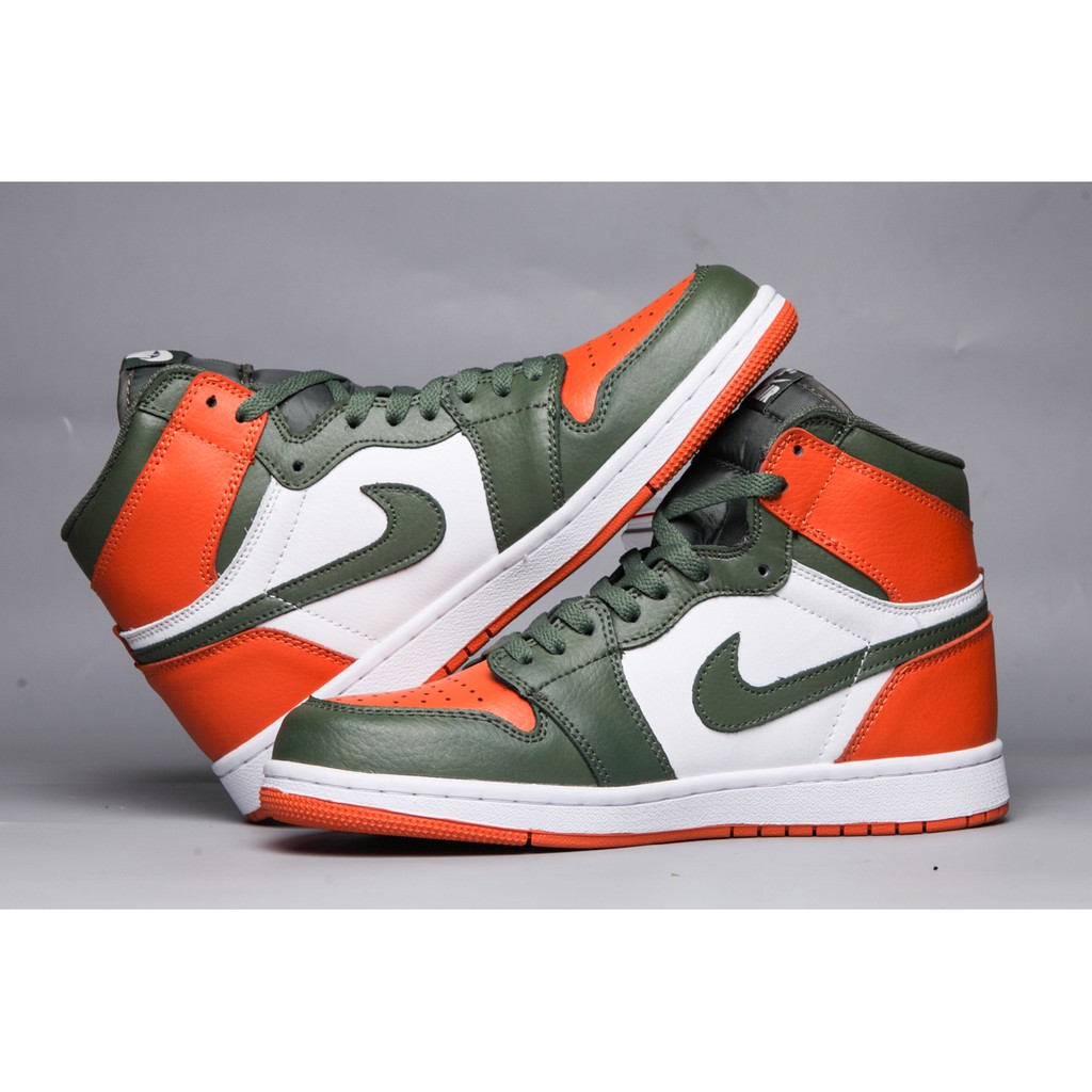 green and orange jordan 1