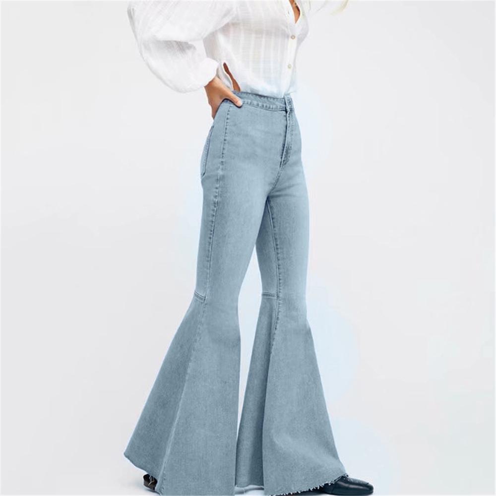 stretch high waisted bell bottom jeans