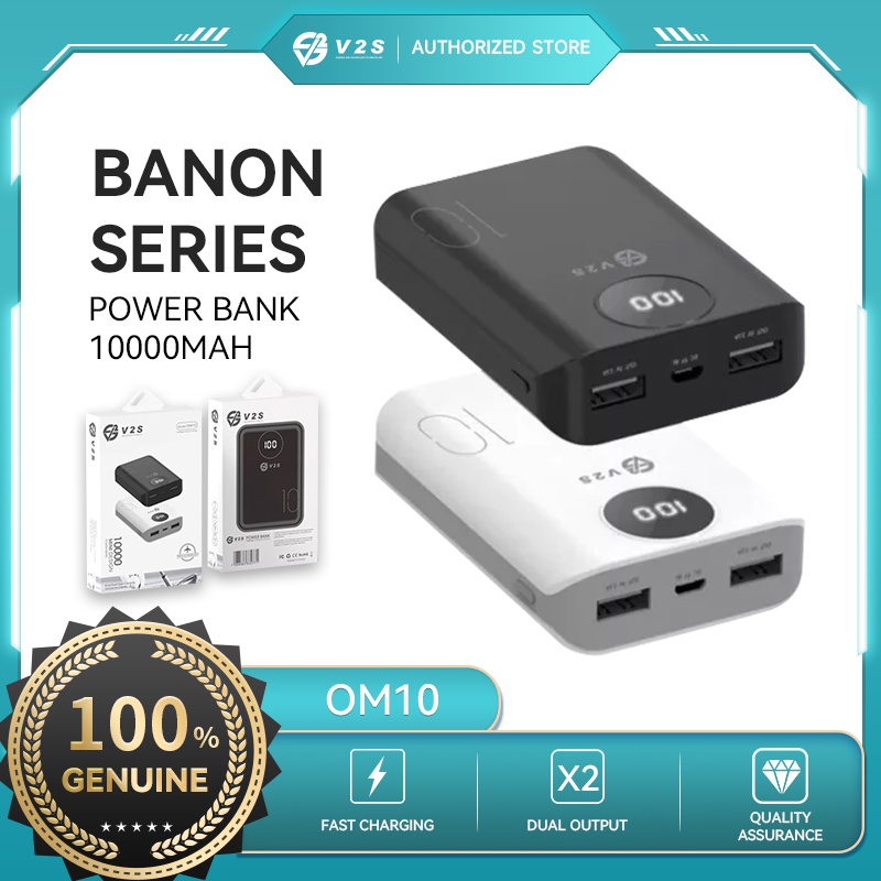 V2S OM10 Mini Design Dual 10000mAh Power Bank with LED Power Display ...