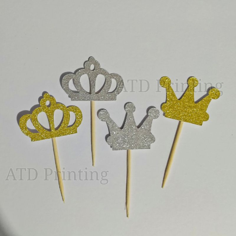 crown cake topper glittered quality princess prince crown 20 pcs
