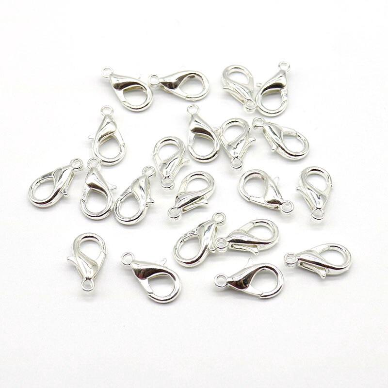 TOOGOO 12mm R 50-Piece Silver Lobster Claw Clasps for Jewelry Making 