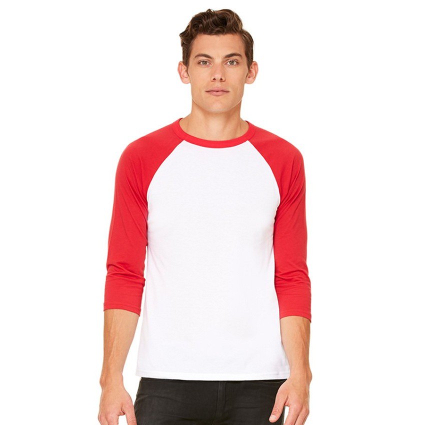 red sleeve baseball tee