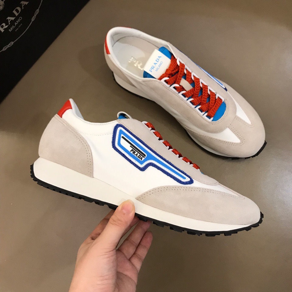 N9 PRADA Men's Shoes Spring And Autumn New Leather Stitching Men's Sneakers  White Shoes Fashion Tren | Shopee Philippines