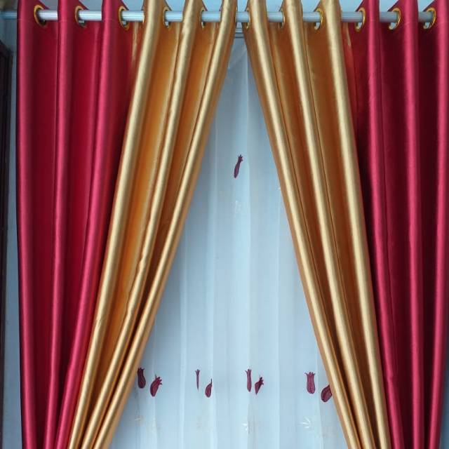 Blackout Curtains Minimalist Embos, Gold And Red Curtains