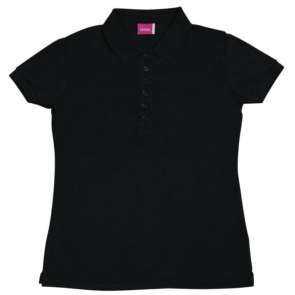 black and white women's polo shirt