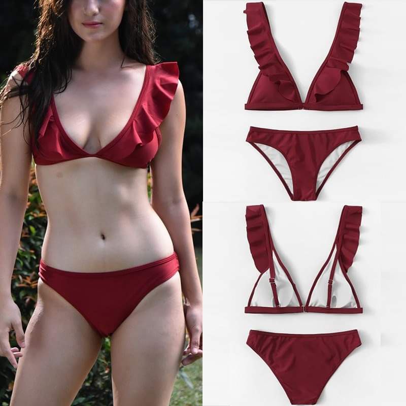 maroon swimsuit