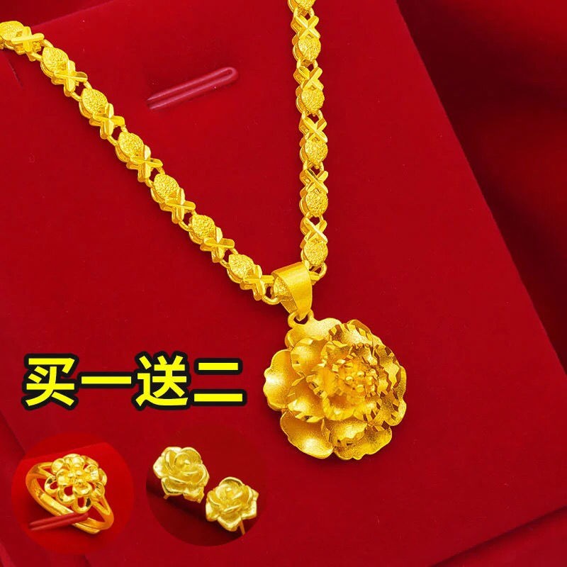 Authentic real gold necklace female never fell colored wild lock bone