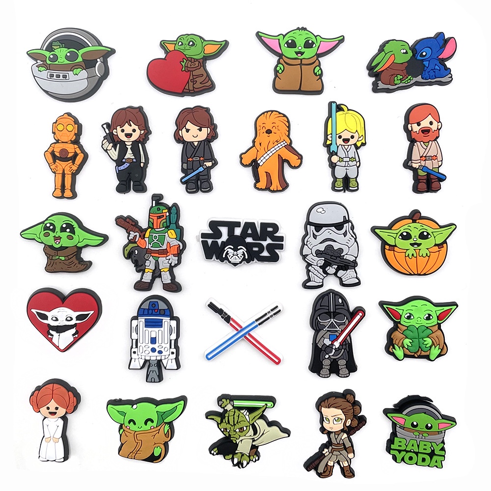 Cartoon Baby Yoda Jbitz for Croc Pins Robot Croc Jibbits Star Wars