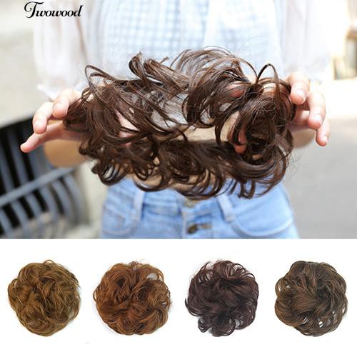 Messy Wavy Hair Bun Extension Elastic Hair Tie Hairpiece Wig