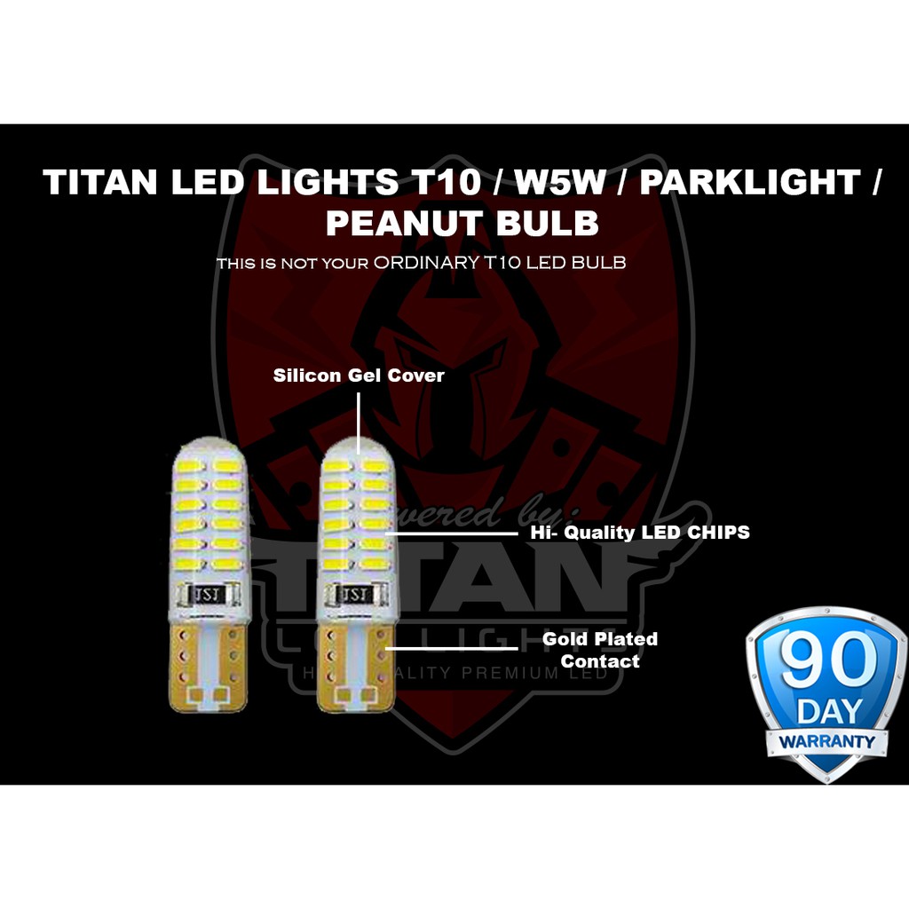 π΅π2pcs T10 Led Park light Premium Gold Plated / Peanut Bulb / W5W - Plug & Play