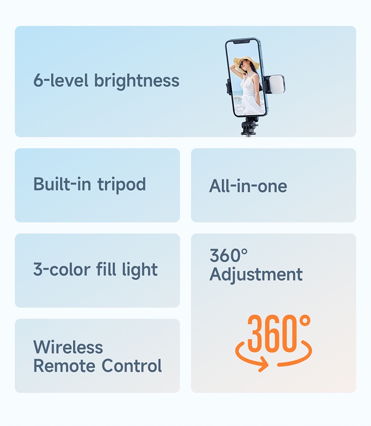 Mcdodo SS-1781 Wireless Selfie Stick with Single Lamp ZM Series description image 2