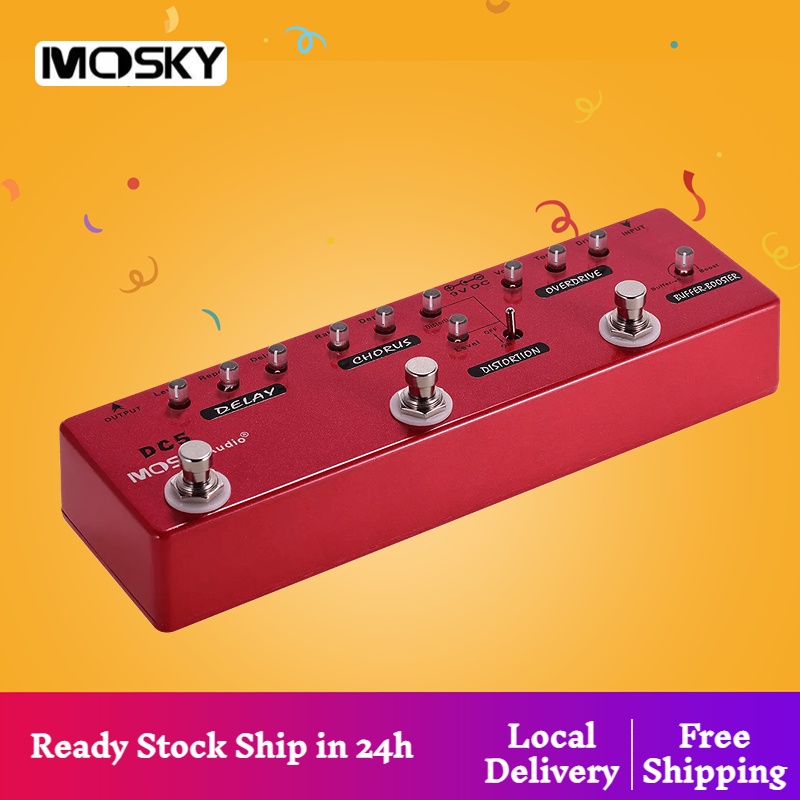 MOSKY DC5 6in1 Guitar Multi Effects Pedal Delay + Chorus + Distortion + Overdrive + Buffer