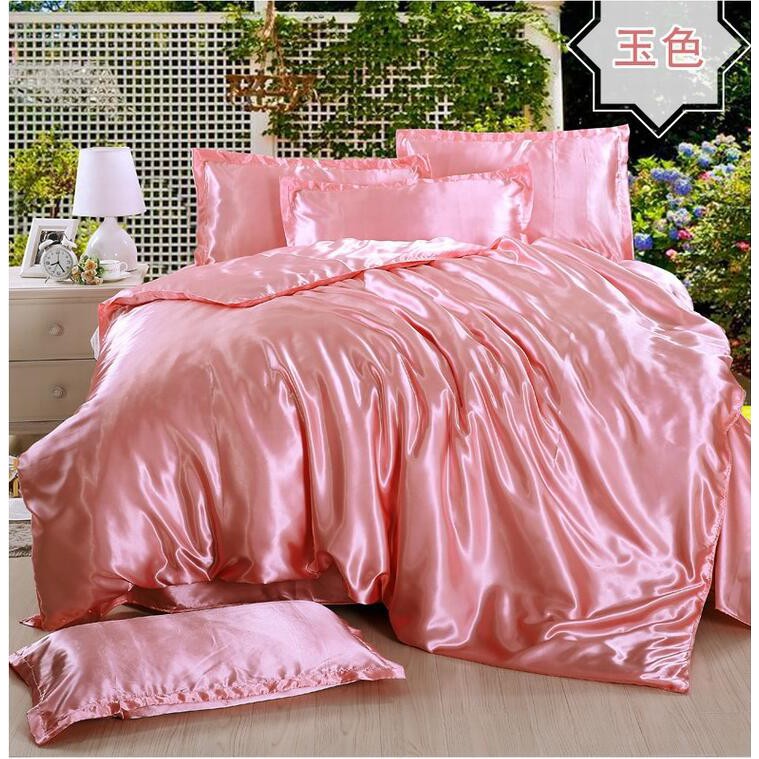 Pink Satin Silk Duvet Cover Bedding Set Shopee Philippines