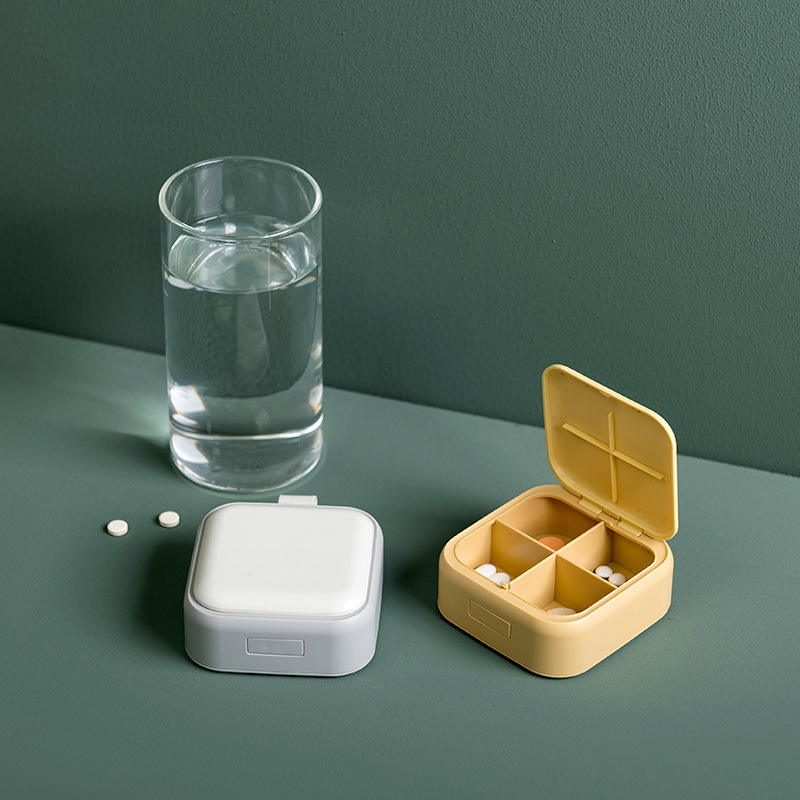 1pc Portable 4 Grids Pill Box Drug Tablet Medicine Storage Box Travel Divider Portable Organizer Storage Case Pill Container
