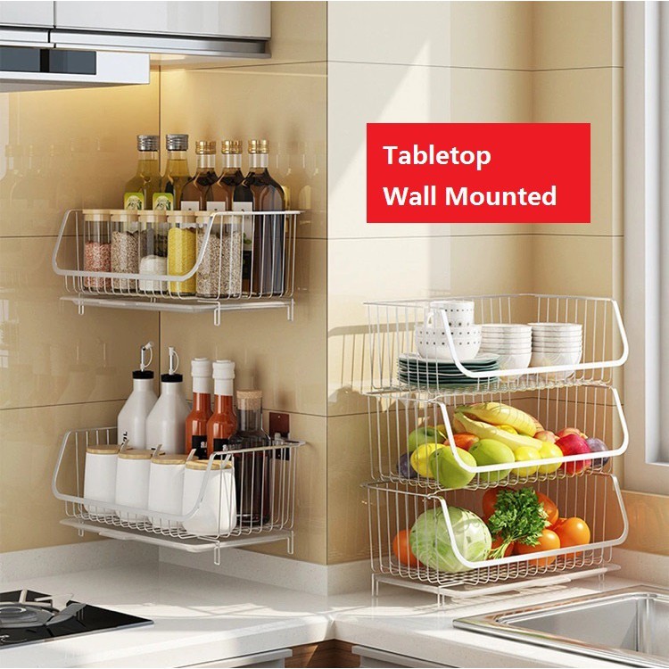 KONG Kitchen Organizer WallMounted Basket Hanging Spice Rack Vegetable