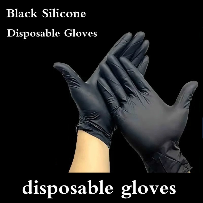 black disposable tattoo gloves