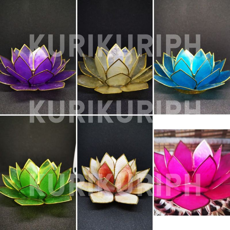 Capiz Shell Pink Flamingo Lotus Flower Holder free tea light candle OM Gallery 