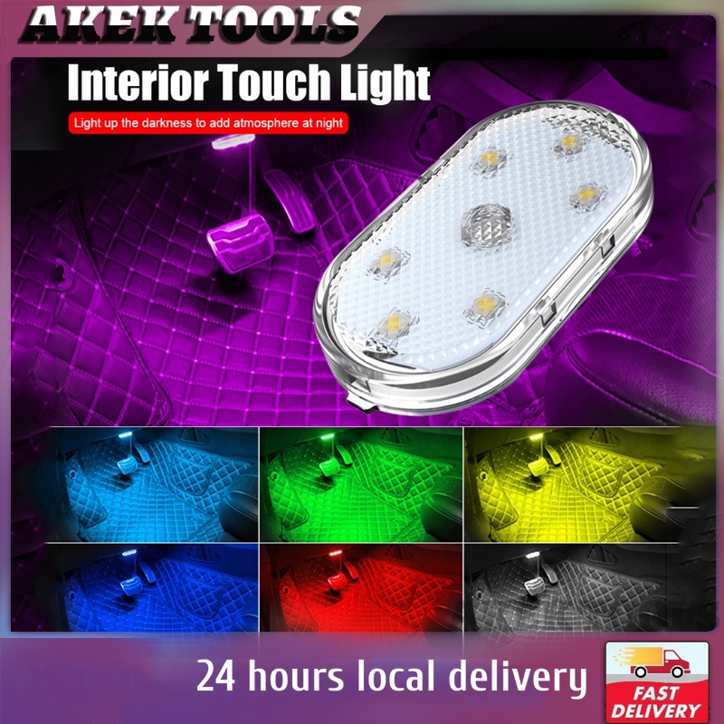 Car LED Touch Lights Wireless Interior Light Lamps for Door Foot Trunk