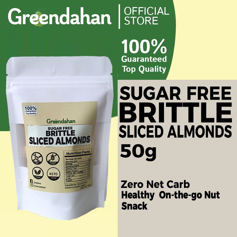 Greendahan Sugar Free Brittle Sliced Almonds 50g Ketolow Carb Friendly Gluten Free Shopee