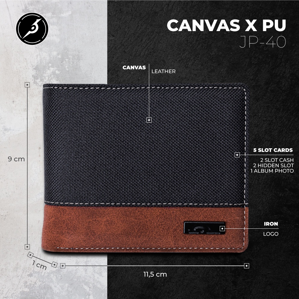 PRIA Jfr Castle Wallet - Men's Wallet Canvas Combination Premium PU Leather JP40