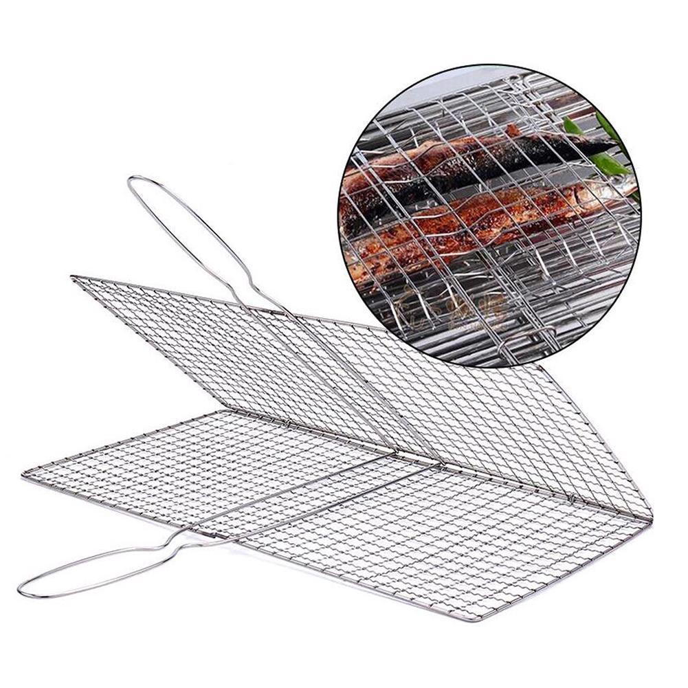 35 * 19 /40 * 21.5 cm Non Stick Grilling Mats BBQ Mesh Barbecue Basket Grill Tool With Fish O2C8
