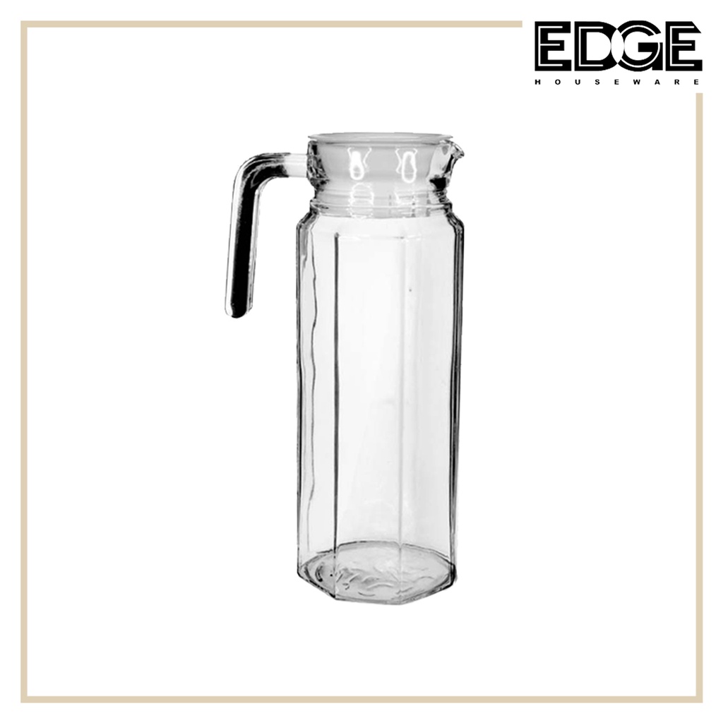 Edge Glass Pitcher With Lid, Glass Carafe, Sun Tea Pitcher, Glass Jug