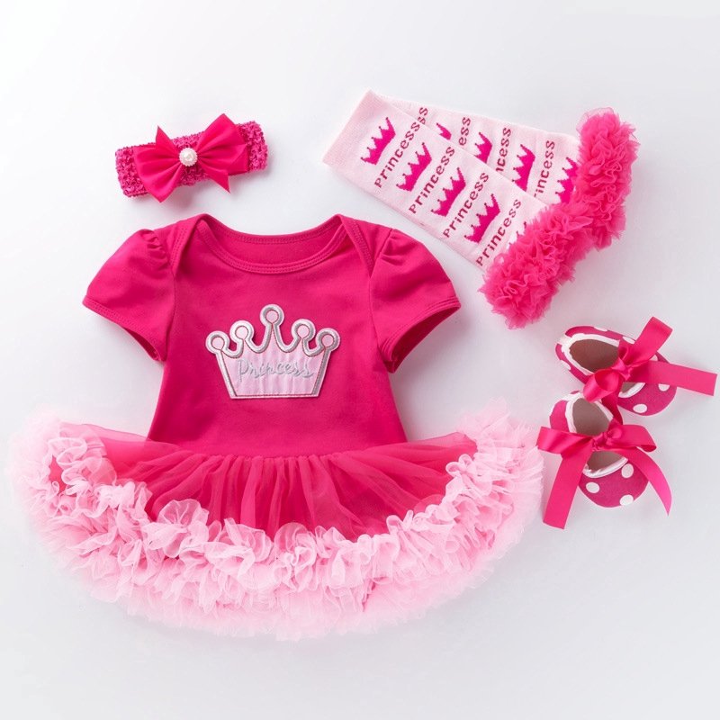 4PCS 0-24M Toddler Baby Girl Halloween Romper Dress Hairband Shoes Stockings Set 