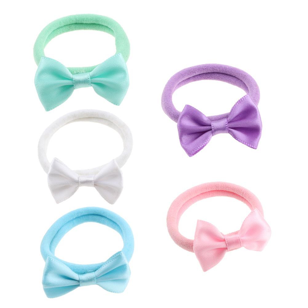 Tf Bowknot Hair Bands Kids Girls Candy Color Elastic Cute