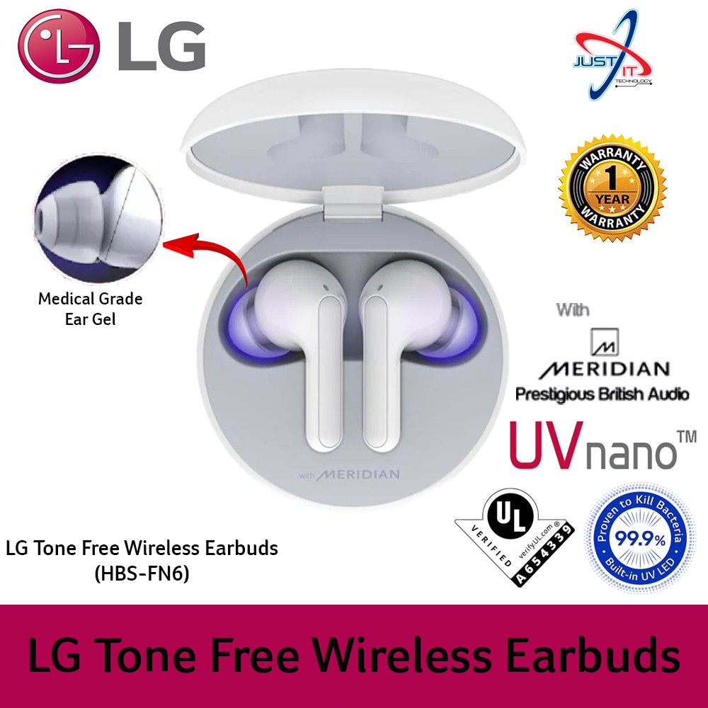 LG HBSFN6 TONE FREE WIRELESS EARBUDS WITH MERIDIAN TECHNOLOGY UV