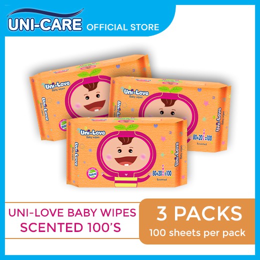 UniLove Powder Scent Baby Wipes 100's Pack of 3 Shopee Philippines