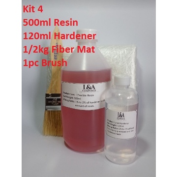 Fiberglass Premix Resin (C4) - 500ml Resin, 120ml Hardener, 1/2kg Fiber ...