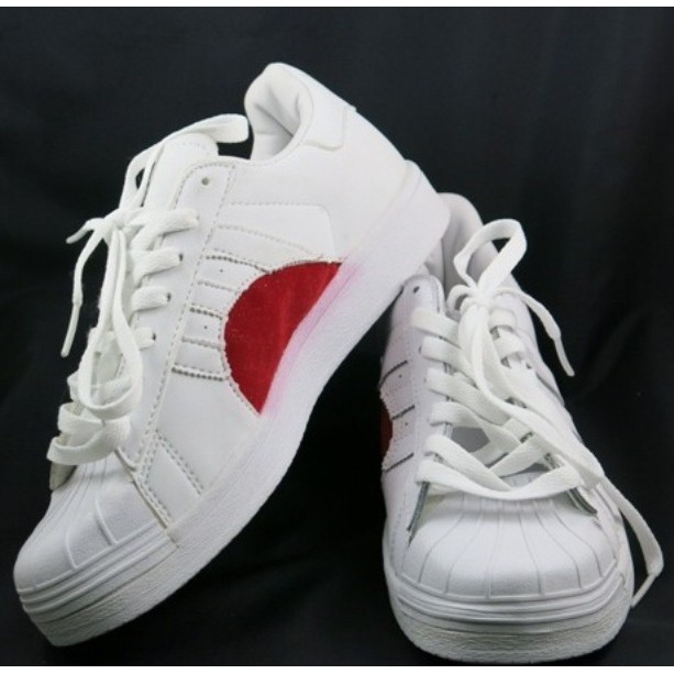New Adidas Superstar Shoes for Women-White-Red Half Heart | Shopee  Philippines