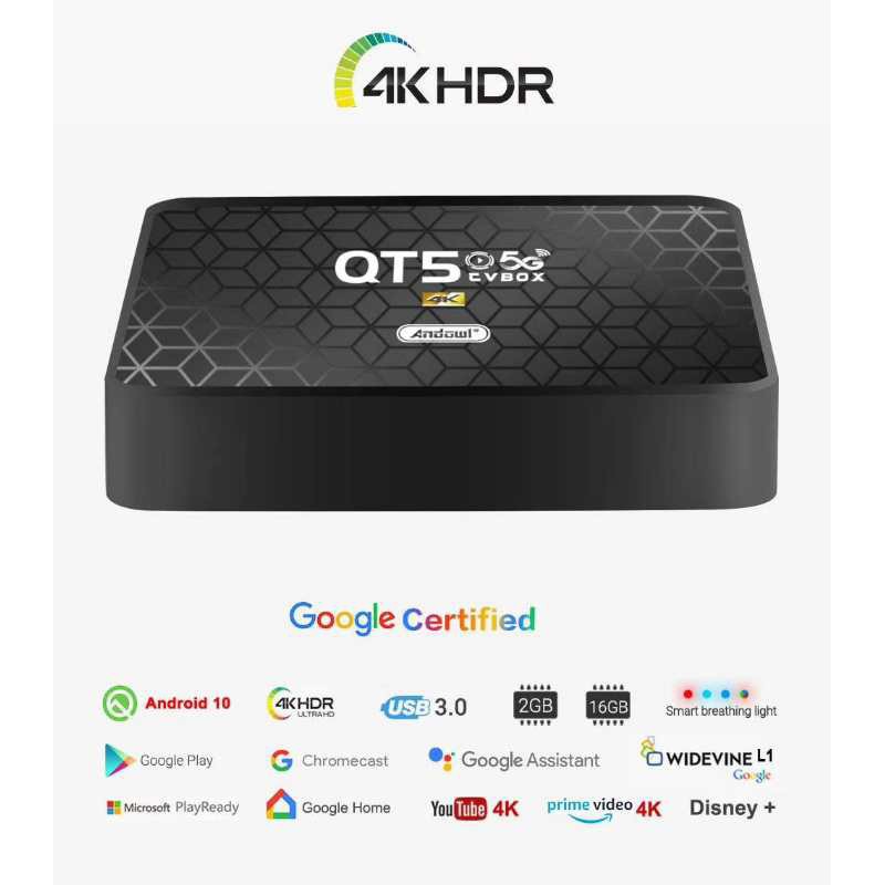 ☎QT5 TV Box 2GB+16GB 4K HDR Android Ultra HD WIFI 5G Smart Boxes