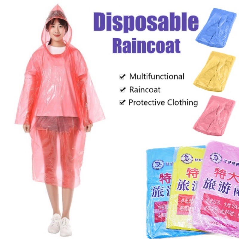 Disposable Plastic Reusable Poncho Raincoat Kapote Ultra Light Foldable ...
