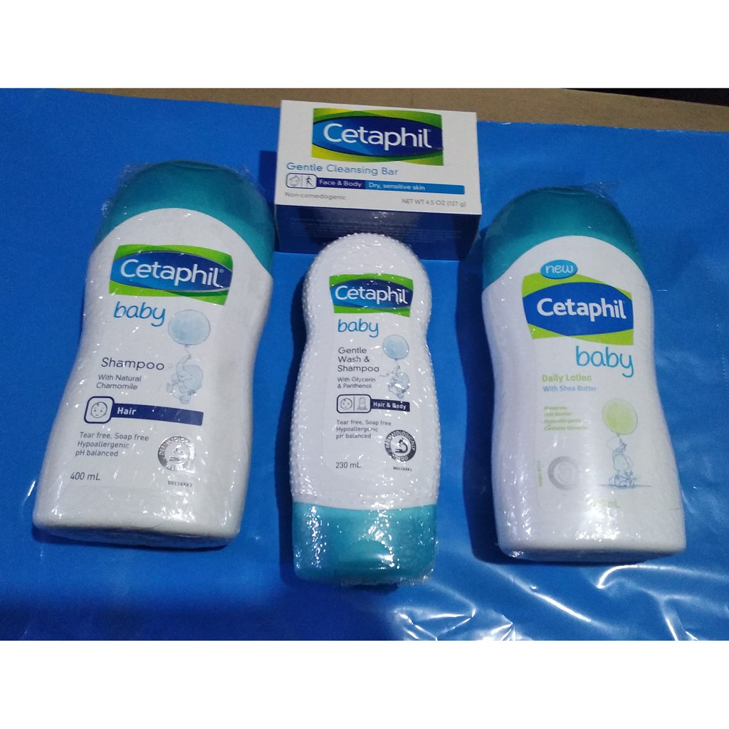 cetaphil set of 4pcs (wash shampoo+baby lotion+baby shampoo+ceta.baby
